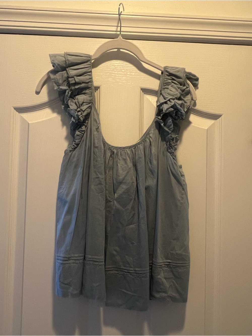 THE GREAT. Ruffle Strap Scoop Tank —